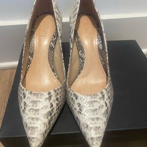 SCHUTZ Snakeskin Heels in Black and Cream